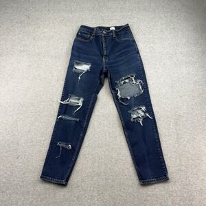 Vintage Levis 550 Jeans Womens Mom Jeans 28" Ripped Distressed Blue 90s Y2k VTG